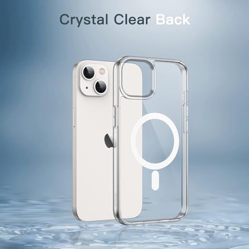 Image of Magnetic Case for iPhone 13 Compatible with MagSafe, Shockproof Phone Bumper Cover, Anti-Scratch Clear Back (Clear)