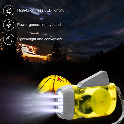 Image of Mudder 24 Pack Hand Crank Flashlight No Battery Emergency Flashlight, Self Powered Portable Light Dynamo Torch for Survival Kit Outdoor Hiking Emergency(Yellow, Green, Blue, Red)