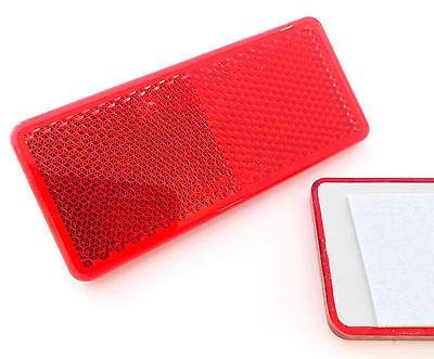 227s Self-Adhesive Reflectors -Stick-On Oblong Rectangular Trailer Caravan Reflectors - Suitable for Vehicles, Cycle Carriers, Gateposts - E-Approved - Red - 90mm x 40mm - Depth 6 mm - 2 Pack