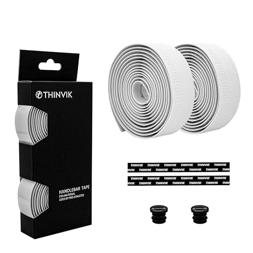 Thinvik 自転車 バーテープ 超軽量EVA+PU 自転車ハンドルテープ 滑り止め 吸汗性 快適グリップ グラベル&ロードバイク用 (2巻63g 厚さ2.5mm デュアルテクスチャー テープ ホワイト)