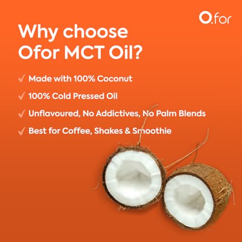 Image of Ofor C8 & C10 MCT Oil (Coconut) 200 ml - Cold-Pressed Extraction from 100% Pure Coconuts - It's keto, vegan-friendly, and gluten-free - Trusted MCT Oil for bulletproof coffee, shakes, and salads