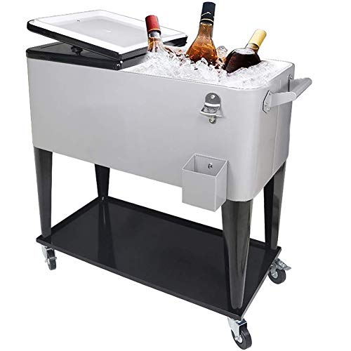 Nattork 80 Quart Rolling Cooler Cart for Outdoor Patio Deck Party, Portable Party