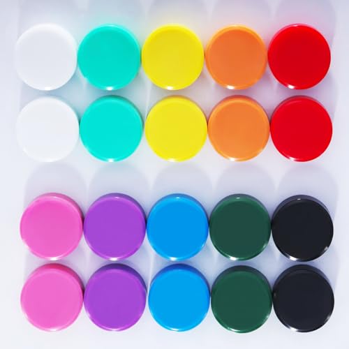 ZDZBLX Fridge Magnets, 20 Pack Strong Small Magnets for Whiteboard, Heavy Duty Mini Magnetic Dots, Cute Round Multicolour Magnets for Adults, Crafts, Notice Boards, Office, Refrigerator (10 Colours)