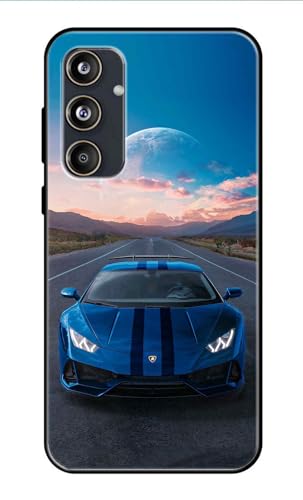 Image of Metal TPU Printed Back Cover for Samsung Galaxy M55 5G (Car with Moon View) 360 Degree Protection | Camera Protection -25092024(AR)