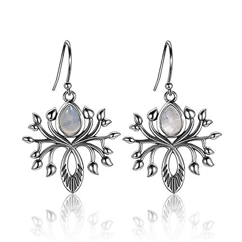 Boucles d'oreilles pierre de lune anti-allergie en argent solide 925