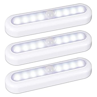 STAR-SPANGLED 18cm Motion Sensor Light Indoor, Stick on Lights Battery Powered, Closet Lights Motion Activated Operated, LED Night Stair Lights for Under Cabinet, Hallway, Kitchen (Cool White, 3 Pack)