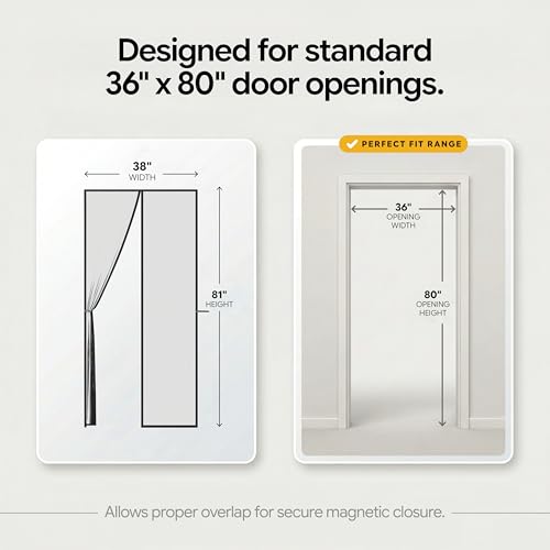 Image of AUGO Magnetic Screen Door - Self Sealing, Heavy Duty, Hands Free Mesh Partition Keeps Bugs Out - Pet and Kid Friendly - Patent Pending Keep Open Feature - 38 Inch x 81 Inch
