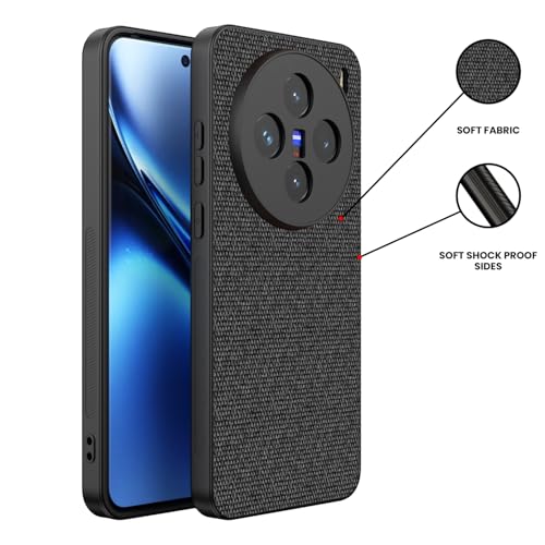 Image of Kapa Soft Full Fabric Protective Back Case Cover for Vivo X200 (5G) | Shockproof Slim Hard Anti Slip Back Case (Black)