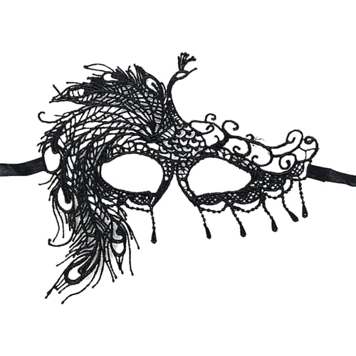 Xijobido Antifaz Negro de Encaje,Antifaz Elegante Para Fiestas Y Fiestas De Disfraces Para Mujeres Y Adolescentes - Para De Halloween Y Navidad Para Carnaval Y Eventos
