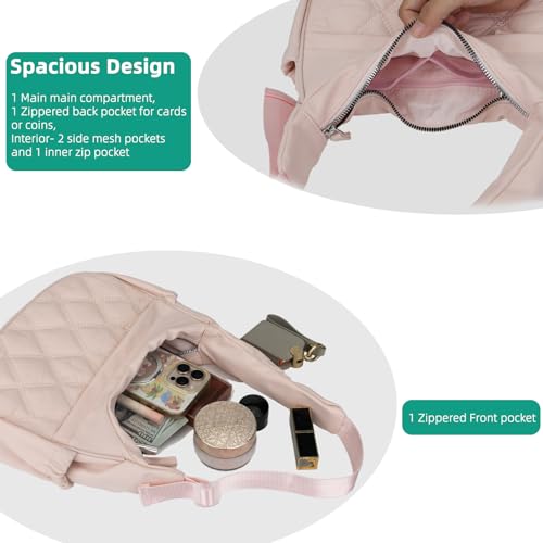 Image of JANKS Small Puffer Crescent Shoulder Bag for Women, Nylon Quilted Puffy Crossbody Purse, Cute Hobo Shoulder Handbags