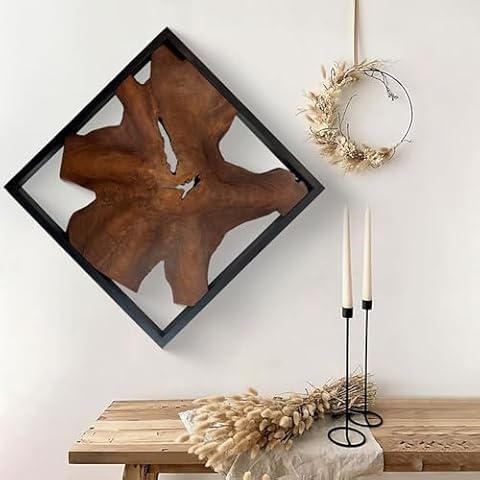 Greenage Teak Wall Decor Size 27.5"x27.5"x2.4" Hanging Decoration for Home Living Room Bedroom Office Cover