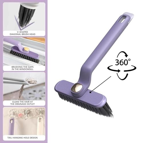 Image of Zapsol Multi-Function Bathroom Cleaning Brush with Hard Bristles | Mini Gap Cleaning Brush | 2-in-1 Floor Scrubber & Rotating Crevice Grout Cleaner | Ergonomic Gap Cleaning Tool for Bathroom
