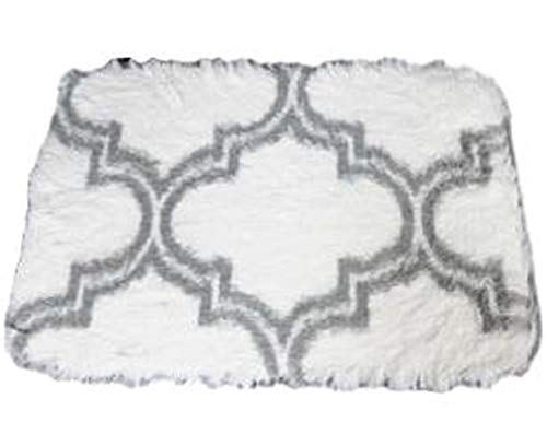 Vivienne(ヴィヴィアン) 【 バスマット モロッカン グレー/ホワイト 】60×42cm 風呂マット 洗える 足ふき 玄関マット エステサロン ネイルサロン 41102MT-GR/WH