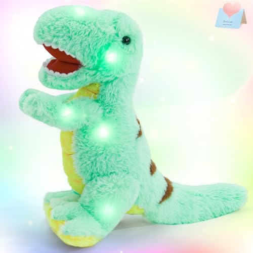 Image of Glow Guards Light up T-Rex Dinosaur Stuffed Animal,Soft Dinosaur Plush Toy with LED Night Lights Glow in the Dark,Birthday Children's Day Gifts for Toddler Kids,14''
