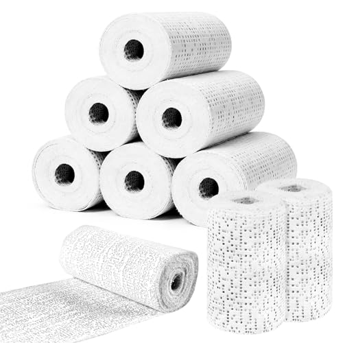 KASURE 8 x Plaster of Paris Bandage 7.5cm x 2.7m Plaster Bandages Rolls Cast Skin Friendly Plaster Gauze Bandage for Modelling Art & Craft Projects Scenery Mask Moulds