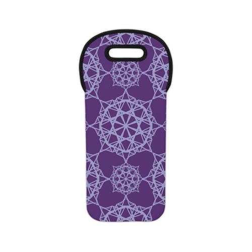 Wine Tote Bag Intricate Geometric Pattern in Purple and Lilac Hues