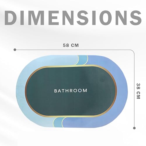 Image of Yellow Weaves Rubber 2 Pcs Anti Slip Water Soaking Floor Mat, Water Absorbent Non Slip Bath Mat, Quick Dry Mat for Bathroom, Door Mat for Home, Kitchen, Office, Kitchen Oval - Malachite Green