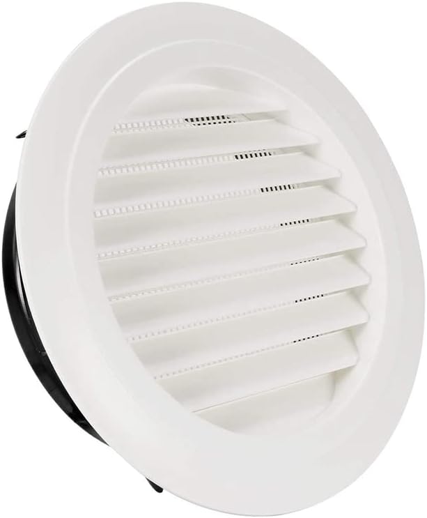 8 Inch Round Air Vent ABS Louver Grille Cover White Soffit Vent With Built-In Fly Screen Mesh For Bathroom Office Kitchen Ventil