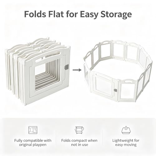 Image of Foldable Clear Acrylic Dog Playpen with Door, 23.6 inch Acrylic Puppy Playpen, Easy Assemble Indoor Pet Fence with White Frame, Clear Dog Playpen for Puppies & Animal (White, 23.6'H, 4 Panels)