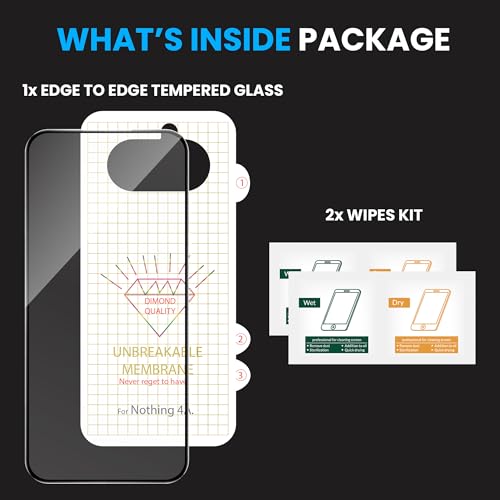 Image of ArmourPro Tempered Glass for Nothing Phone (4A) with Back Clear Membrane Guard, Edge to Edge Screen Protector, Anti-Bubble, Anti-Fingerprint, Oil Resistant, Installation Kit | Black
