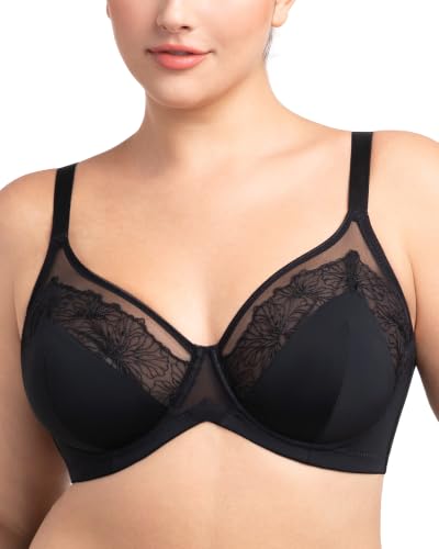 Image of HSIA Minimizer Bras for Women Enchante Lace Underwire Bra for Heavy Breast | Full Coverage, Breathable in Summer, Plus Size, Supportive, Unlined, Lifting, Back Fat Smoothing, Offer Natural Shape, Soft