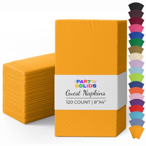 Party Solids Yellow Dinner Napkins Disposable 8"x4" Paper Napkins 120 Pcs