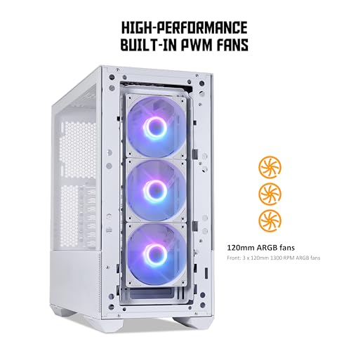 Image of Lian Li LANCOOL II MESH C Performance Aluminum /SECC /Tempered Glass Mid-Tower Gaming Case - High Airflow Mesh Design, 3 x 120mm ARGB Fans, Supports E-ATX / 360mm Radiator - White