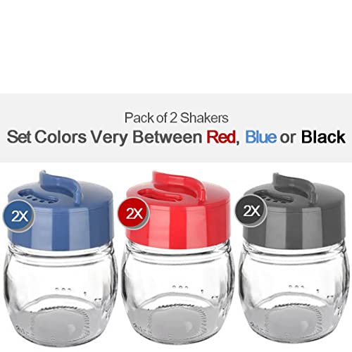 Glass Salt And Pepper Shaker Set, Spice Storage For Table Serving And Cooking With Dual Perforated Shaking Top - 3 Oz Spice Seasoning Shaker - 2 Pack #TOP3