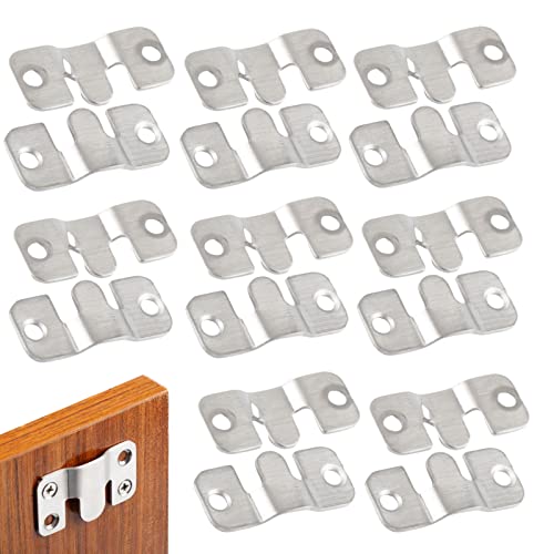 Image of 16Pcs Stainless Steel Interlock Hanging Buckle, Flush Concealed Mount Brackets, Z Clip Bracket for Picture Display Art Gallery