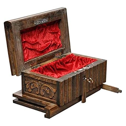 Tubibu Walnut Treasure Within Puzzle Secret Magic Box Hand Made Unique Jewelry Box with Hidden Key 10"x6"x5" (25cmx15cmx12cm) Cover
