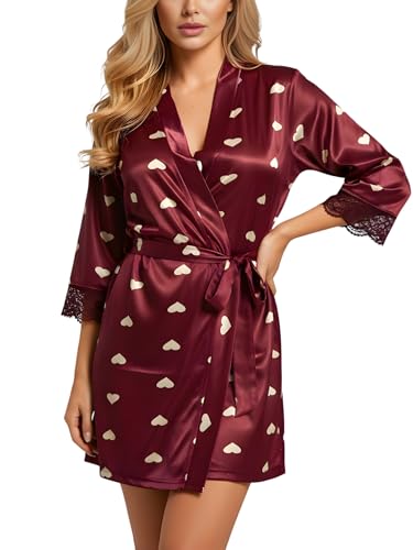 Image of Xs and Os Women Satin Short Nighty Babydoll Nightwear Robe