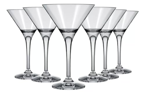 NADIR Set 6 Piezas Copas Martini Coctel Margarita Vidrio Vasos De Cóctel Reutilizables Para Bar Margarita Whisky Ginebra Tequila aptos para lavaplatos 250 ML
