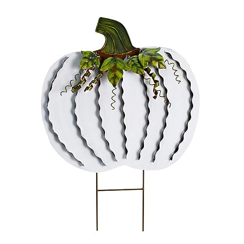 26"H Metal Pumpkin Yard Stake Outdoor Fall Decor Rustic Pumpkin Garden Stake Autumn Yard Sign Pumpkin Lawn Ornaments for Porch Garden Home Patio Harvest Thanksgiving Halloween Decorations by K KILIPES - Used condition - US$24.84