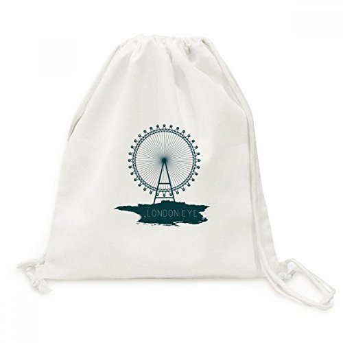 Sac cordon London Eye Royaume-Uni en toile durable pour voyage