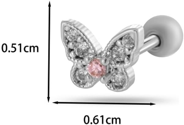 Butterfly Stud Earring for Women Colorful Cubic Zirconia Butterfly Post Flat Back Earrings Studs Dainty Cartilage Helix Piercing Jewelry - Image 6