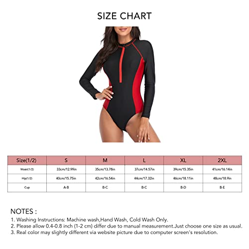 Maiô Feminino, Design Esportivo Elástico Manga Longa para Surf Mergulho Praia Festa na Piscina (L)