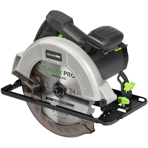 GALAX PRO 1400W Circular Saws, Max 6000 RPM Pure Copper Motor Electric Saws, Adjustable Cutting Depth and Angle: 62mm(90 °)-48mm(45 °), Dust Collection System and 185mm Saw Blade