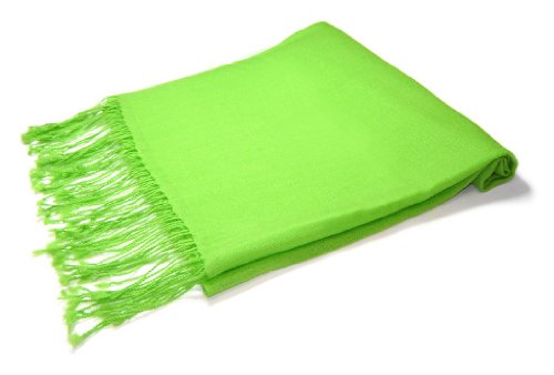 100% Wool Pashmina Solid Scarf LIME GREEN Color Womens Shawl Wrap Scarve - Main Image