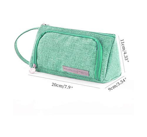 Pennenetui, etui voor tienermeisjes, 3 vakken, grote capaciteit briefpapier Pouch pennen etui mapje meisje tiener (groen… - Afbeelding 3