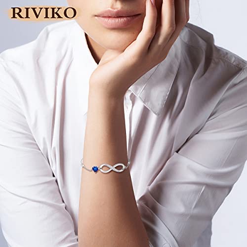RIVIKO Infinity Love Heart Symbol Charm Bracelet for Women 925 Sterling Silver Adjustable Birthday Valentine’s Day Christmas Mothers Day Jewelry Gift for Mom Women Wife Her Friends4