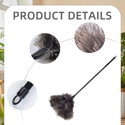 Image of Ostrich Feather Duster, 20 Inch Fluffy Mini Duster Brush Washable with Long Plastic Handheld, Handheld Feather Dusters for Cleaning Supplies Window Blind Duster Home Car Keyboard Office