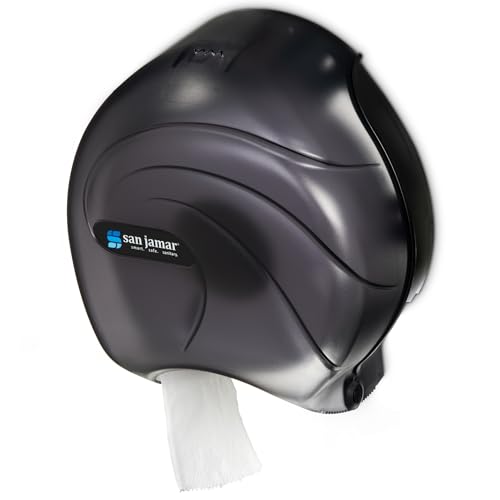 Image of San Jamar Oceans Plastic Single Jumbo Bath Tissue Dispenser, 3.25 inch Core, Black Pearl