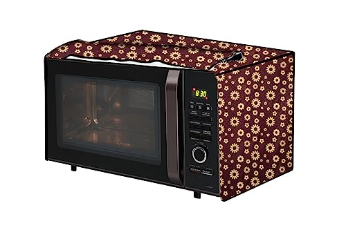 Image of The Furnishing Tree PVC Waterproof Microwave Oven Cover Compatible for Panasonic 20 L Solo NN-SM255WFDG Floral Pattern Coffee