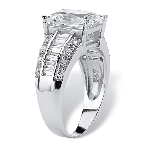 PalmBeach Platinum-plated Sterling Silver Emerald Cut Cubic Zirconia Engagement Ring Sizes 5-102