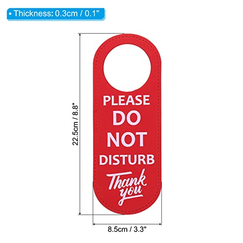 PATIKIL Do Not Disturb Door Hanger Sign, 4 Pack PU Leather Double Sided Door Knob Privacy Sign for Office Home Meeting Red - Image 2