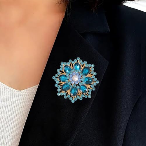 Image of Premium Rhinestone Flower Brooch Pin for Women Sparkling Crystal Flower Corsage Bouquet Brooch Floral Lapel Pins Fashion Snowflake Sunflower Broochs Wedding Bride Dress Jewelry