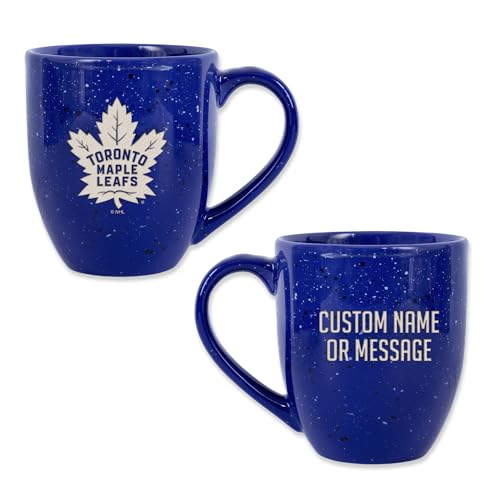 Image of Rico Industries NHL Hockey Toronto Maple Leafs Royal Personalized 16 oz Team Color Laser Engraved Speckled Ceramic Coffee Mug