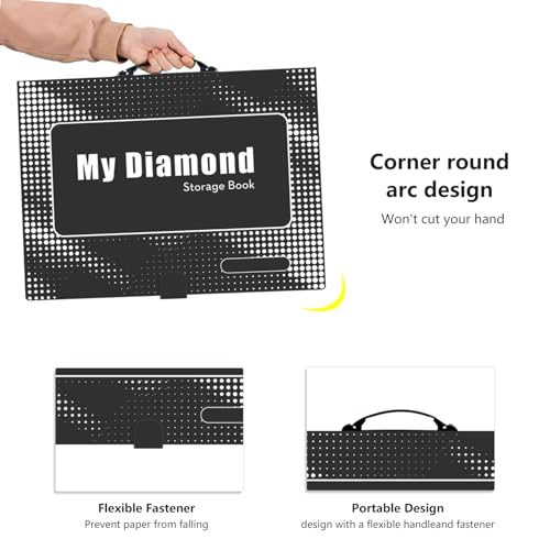 Image of Diamond Art Storage Book with Accessories Painting Storage for Diamond Painting Kits, Tools & Supplies Album 22x16.4inch Art Collection Binder Book A2 Folder 50x40cm(Black)
