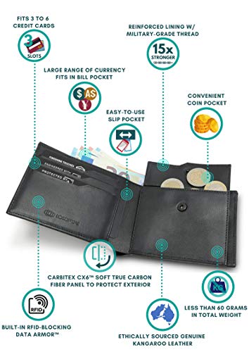 ColdFire Tactical Carbon Fiber Wallet with Coin Pocket for Men. Handmade EDC Genuine K- Leather Mens Wallet - Slim Bifold RFID Credit Card Holder. Gift for Him4