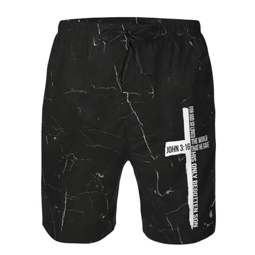 John 3:16 for God So Loved The World Cross, Christian, Faith Men's Running Shorts Gym Workout Quick Dry Mens Shorts